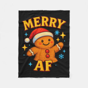 Fröhlicher Af Lebkuchenmann Weihnachtsmann Hut Kek Fleecedecke