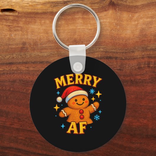 Fröhlicher Af Lebkuchenmann Weihnachtsmann Hut Kek Schlüsselanhänger (Vorderseite)