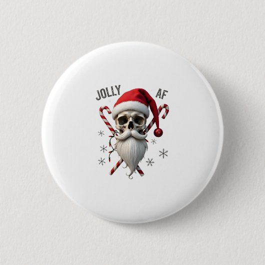 Fröhlicher Af Weihnachts Totenkopf Santa Hut Frohe Button (Vorderseite)