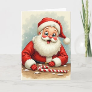 Fröhlicher alter Mann mit Lebkuchen-Weihnachtskart Karte