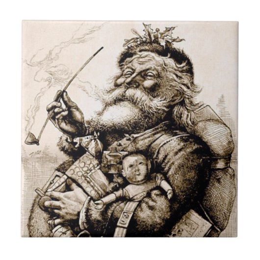 Fröhlicher Alter Santa Claus Fliese (Vorderseite)