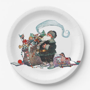 Fröhlicher alter Weihnachtself, Jessie Willcox Smi Pappteller