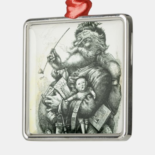 Fröhlicher alter Weihnachtsmann Ornament Aus Metall (Links)