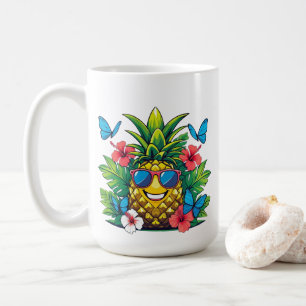 Fröhlicher Ananas-Schmetterling Kaffeetasse