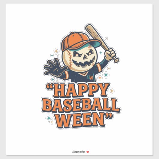 Fröhlicher Baseball Ween Vintage Halloween Basebal Aufkleber (Blatt)