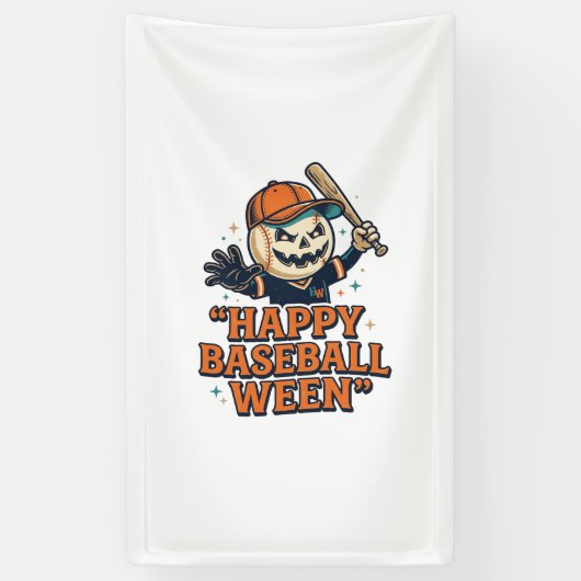 Fröhlicher Baseball Ween Vintage Halloween Basebal Banner (Vertikal)