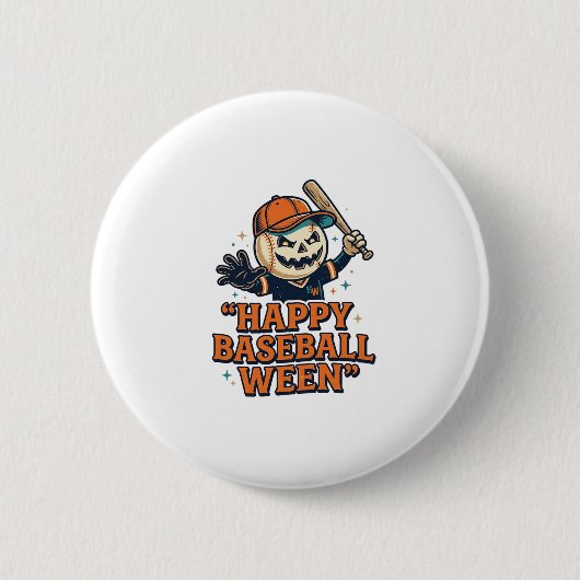 Fröhlicher Baseball Ween Vintage Halloween Basebal Button (Vorderseite)