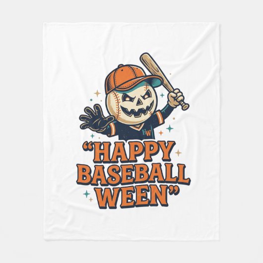 Fröhlicher Baseball Ween Vintage Halloween Basebal Fleecedecke (Vorderseite)