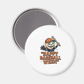 Fröhlicher Baseball Ween Vintage Halloween Basebal Magnet (Vorderseite/Rückseite)