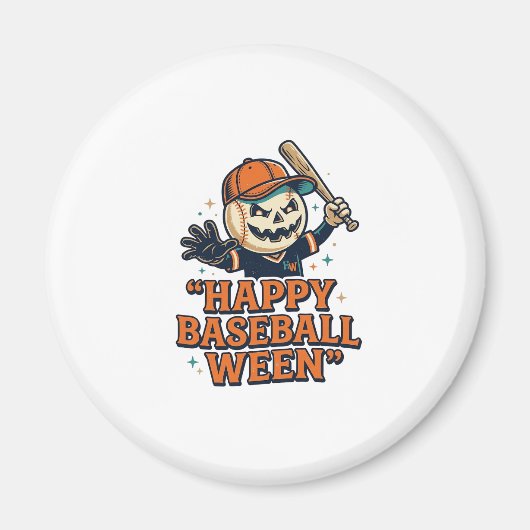 Fröhlicher Baseball Ween Vintage Halloween Basebal Magnet (Vorne)