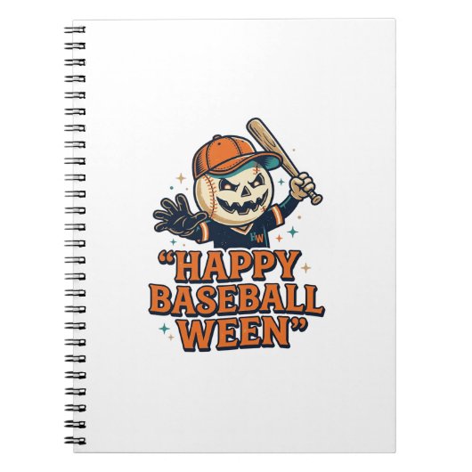 Fröhlicher Baseball Ween Vintage Halloween Basebal Notizblock (Vorderseite)