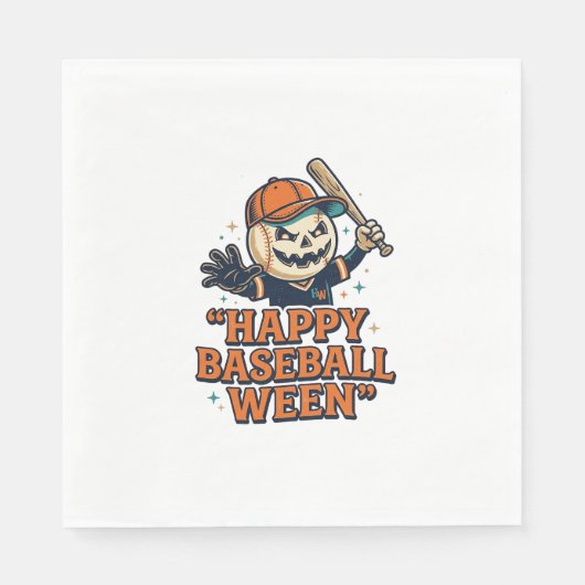 Fröhlicher Baseball Ween Vintage Halloween Basebal Serviette (Vorderseite)