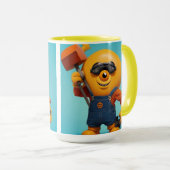 Fröhlicher Baumeister – Gelber Held mit Hammer Tasse (VorderseiteRechts)