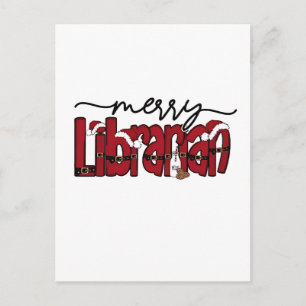 Fröhlicher Bibliothekar Weihnachten Buchliebhaber Ankündigungspostkarte