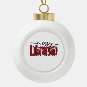 Fröhlicher Bibliothekar Weihnachten Buchliebhaber Keramik Kugel-Ornament