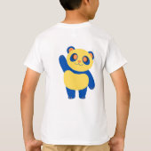 Fröhlicher Blau und Gelb Panda Wave Hallo T-Shirt (Rückseite)