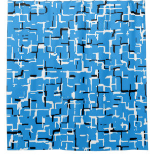 Fröhlicher Blau/Weiß/Schwarz Trendy Duschvorhang