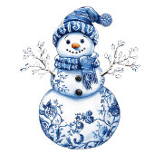 Fröhlicher blauer weißer glücklicher Schneemann Serviette