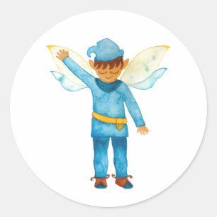 Fröhlicher Blue-Elf-Sticker Runder Aufkleber