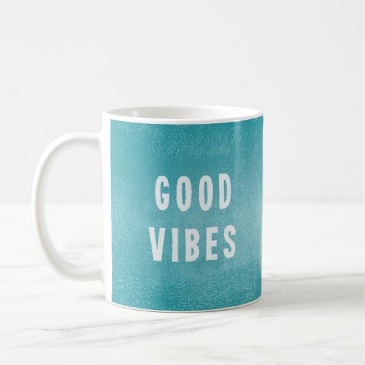 Fröhlicher Blue Good Vibes Office-Kaffee Kaffeetasse (Links)