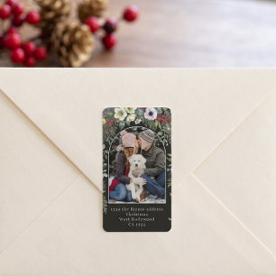 Fröhlicher botanischer Weihnachtsbogen mit persona Adressaufkleber