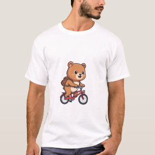 Fröhlicher Braunbär fährt auf einem roten Fahrrad T-Shirt