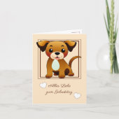 Fröhlicher, brauner Hund, sitzend -  Karte (Vorderseite)
