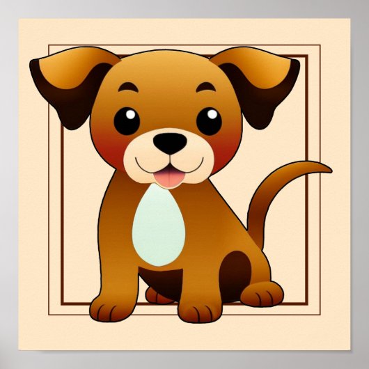 Fröhlicher, brauner Hund, sitzend -  Poster (Vorne)