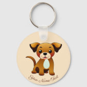 Fröhlicher, brauner Hund, sitzend -  Schlüsselanhänger (Vorderseite)