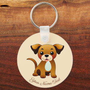 Fröhlicher, brauner Hund, sitzend - Schlüsselanhänger