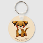 Fröhlicher, brauner Hund, sitzend -  Schlüsselanhänger (Rückseite)