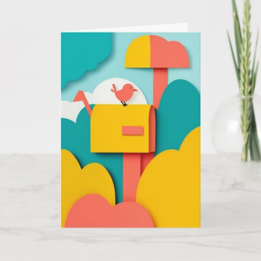 Fröhlicher Briefkasten Vogel Karte (Vorderseite)