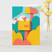 Fröhlicher Briefkasten Vogel Karte (Gelbe Blume)