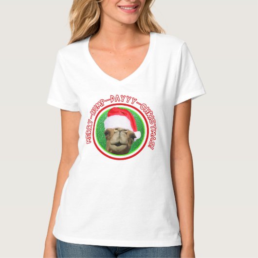 Fröhlicher Buckel-Tagesweihnachtskamel-T - Shirt (Vorderseite)