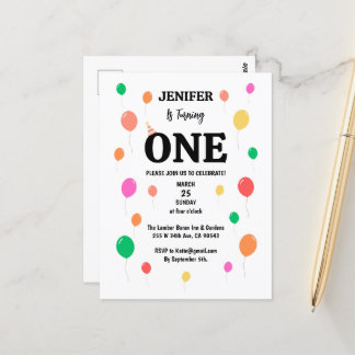 fröhlicher bunter Ballon Geburtstag Postkarte