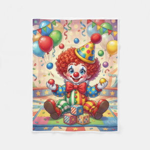 Fröhlicher Bunter Glücklicher Narr Mit Partyballon Fleecedecke