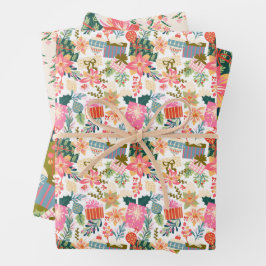 fröhlicher, bunter und trendiger Weihnachtsurlaub Geschenkpapier Set