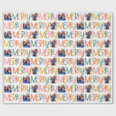 Fröhlicher, bunter Weihnachts-Foto-Spaß Geschenkpapier (Flach)
