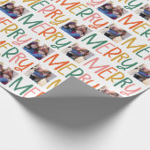 Fröhlicher, bunter Weihnachts-Foto-Spaß Geschenkpapier (Ecke)