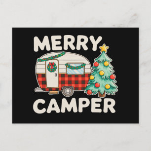 Fröhlicher Camper Vintage-Weihnachtsbaum-Dekoratio Feiertagspostkarte