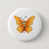 Fröhlicher Cartoon Butterfly Button (Vorderseite)