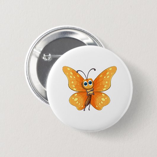 Fröhlicher Cartoon Butterfly Button (Vorne & Hinten)