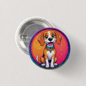 Fröhlicher Cartoon Dog Button (Vorne & Hinten)