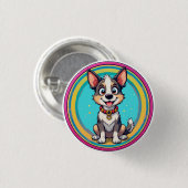 Fröhlicher Cartoon Dog Button (Vorne & Hinten)