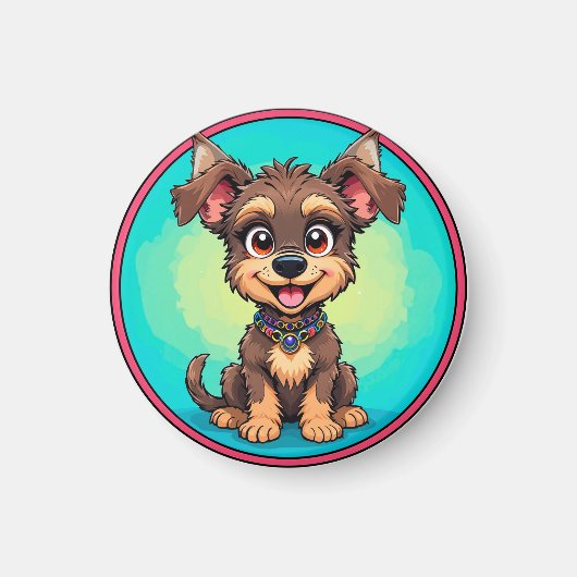 Fröhlicher Cartoon Dog Magnet (Vorne)