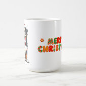 Fröhlicher Cartoon Dog Tragen einer Weihnachtsmann Kaffeetasse (Mittel)