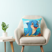 Fröhlicher Cartoon Dolphin im Unterwasser Kissen (Stuhl )
