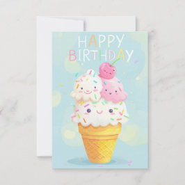 Fröhlicher Cartoon Eiscreme Geburtstagskarte