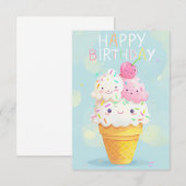 Fröhlicher Cartoon Eiscreme Geburtstagskarte (Vorne/Hinten)