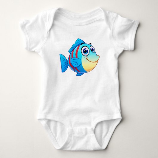 Fröhlicher Cartoon Fisch mit hellen Farben Baby Strampler (Vorderseite)